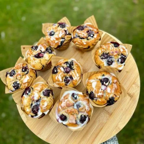 Lemon Blueberry Muffins - Gluten Free, Vegan, Refined Sugar Free (4 Muffins)